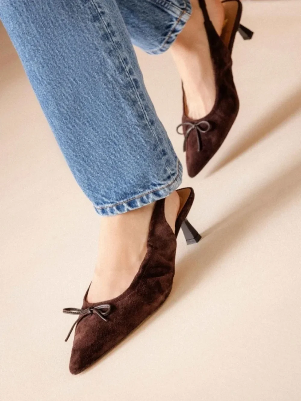 Bobbies brown suede slingbacks